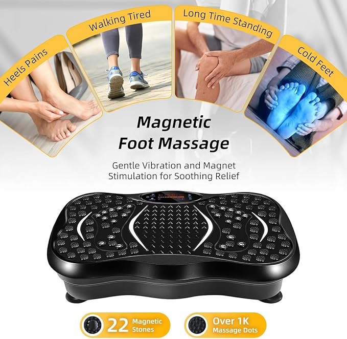 Vibration Plate Exercise Machine with Bluetooth Speaker & 2 Resistance Bands