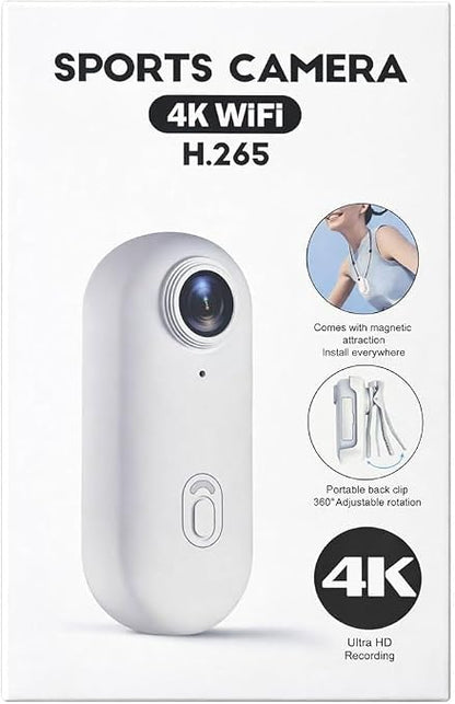 4K WiFi Thumb Sports Camera with H.265, Waterproof 30m