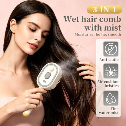 Electric spray rechargeable air cushion comb