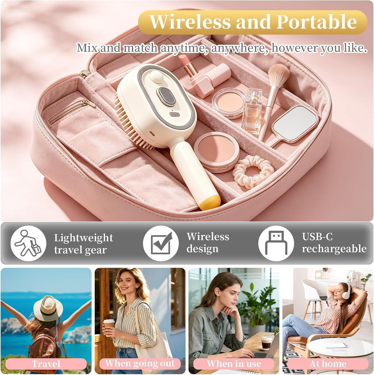 Electric spray rechargeable air cushion comb