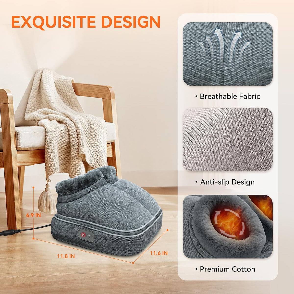 2-in-1 electric heated foot massager and foot warmer