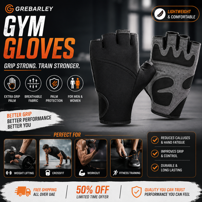 Grebarley Gym Gloves,Training Gloves Full Wrist Support,Breathable Extra Grip Palm Protection Fitness Crossfit for Men & Women