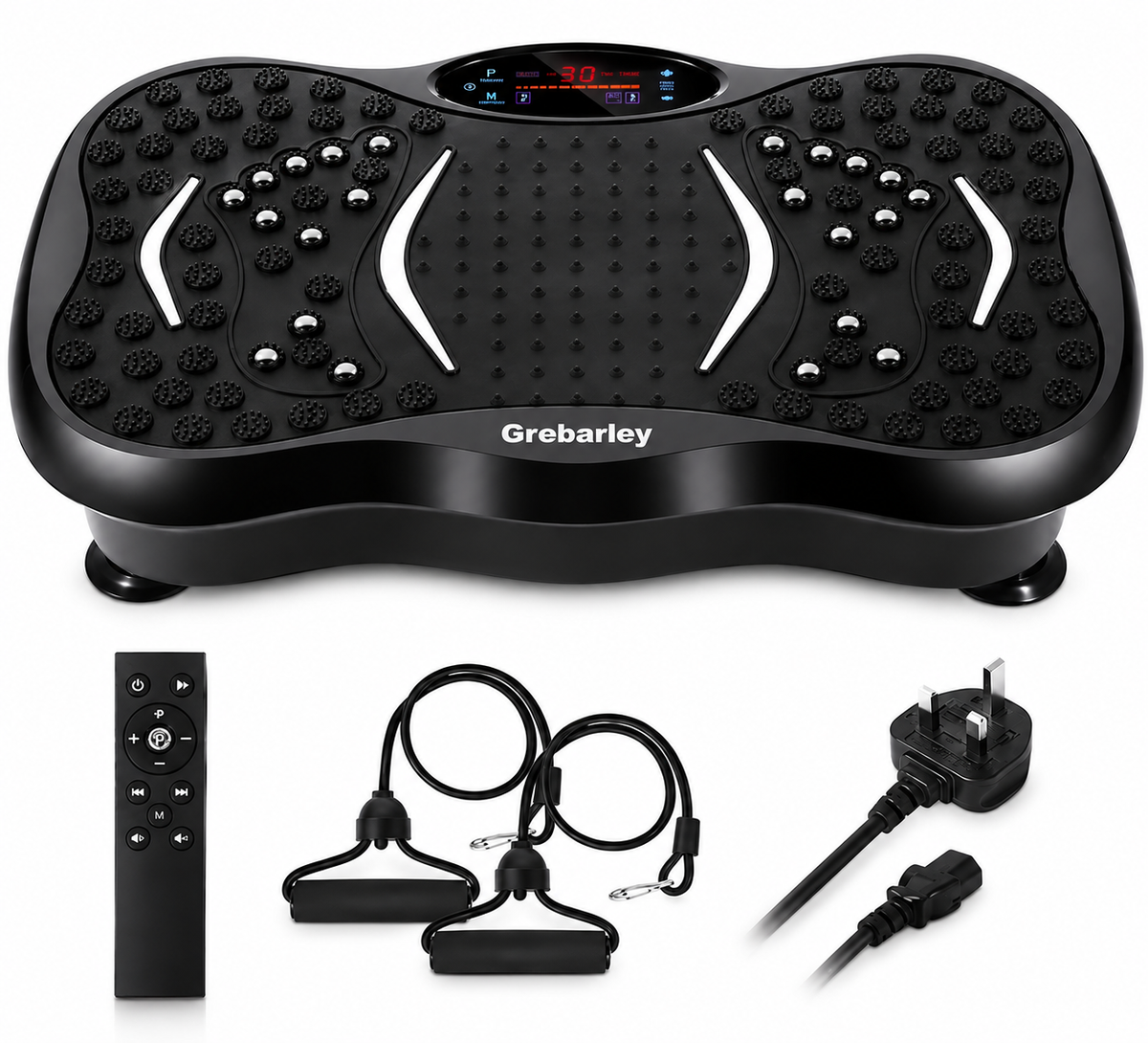 Vibration Plate Exercise Machine with Bluetooth Speaker & 2 Resistance Bands