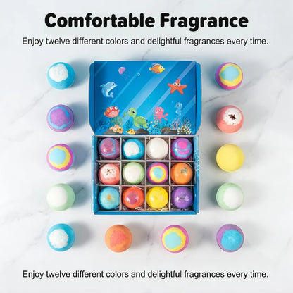 Premium High Quality PACK of 12 Kids Bath Bomb Set for Girls & Boys – Fizzing Bath Bomb Gift with Fun Colors