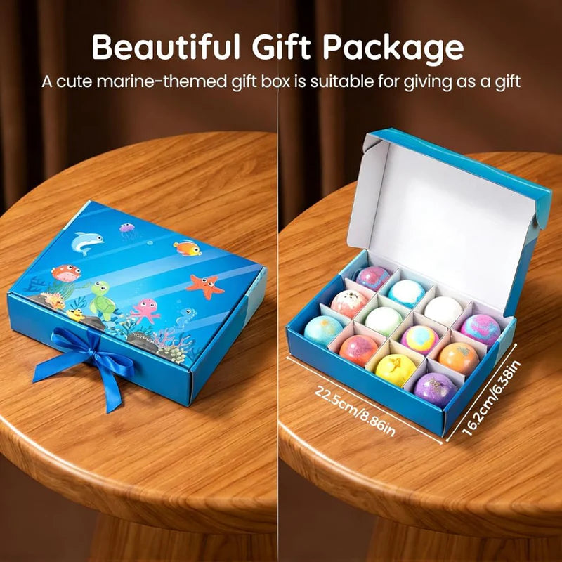 Premium High Quality PACK of 12 Kids Bath Bomb Set for Girls & Boys – Fizzing Bath Bomb Gift with Fun Colors