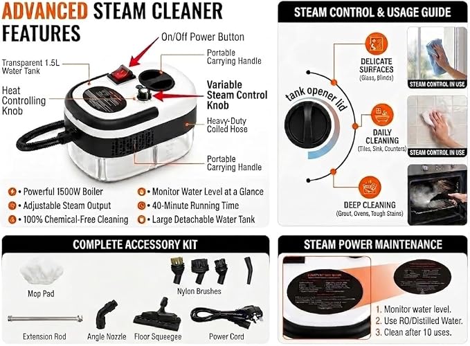2500W Portable High Pressure Steam Cleaner