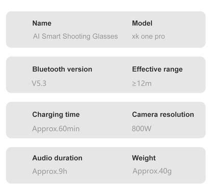XK One Pro AI Smart Glasses with Camera