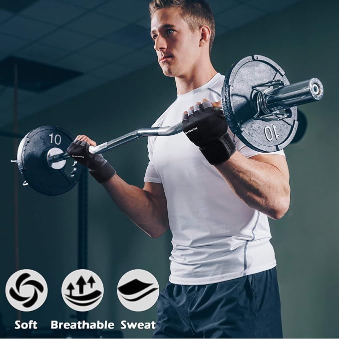 Grebarley Gym Gloves,Training Gloves Full Wrist Support,Breathable Extra Grip Palm Protection Fitness Crossfit for Men & Women