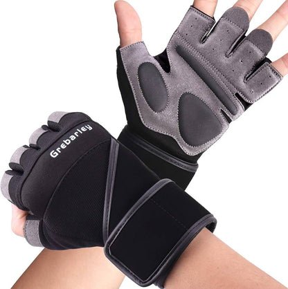 Grebarley Gym Gloves,Training Gloves Full Wrist Support,Breathable Extra Grip Palm Protection Fitness Crossfit for Men & Women