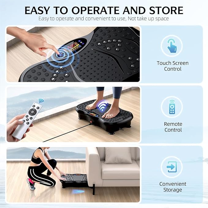 Vibration Plate Exercise Machine with Bluetooth Speaker & 2 Resistance Bands