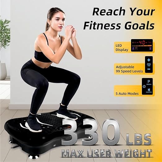 Vibration Plate Exercise Machine with Bluetooth Speaker & 2 Resistance Bands