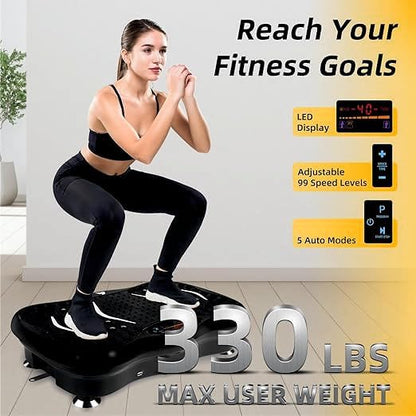 Vibration Plate Exercise Machine with Bluetooth Speaker & 2 Resistance Bands