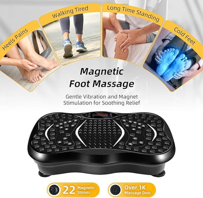 Vibration Plate Exercise Machine with Bluetooth Speaker & 2 Resistance Bands