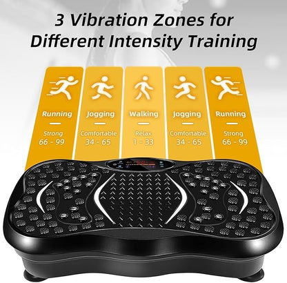 Vibration Plate Exercise Machine with Bluetooth Speaker & 2 Resistance Bands