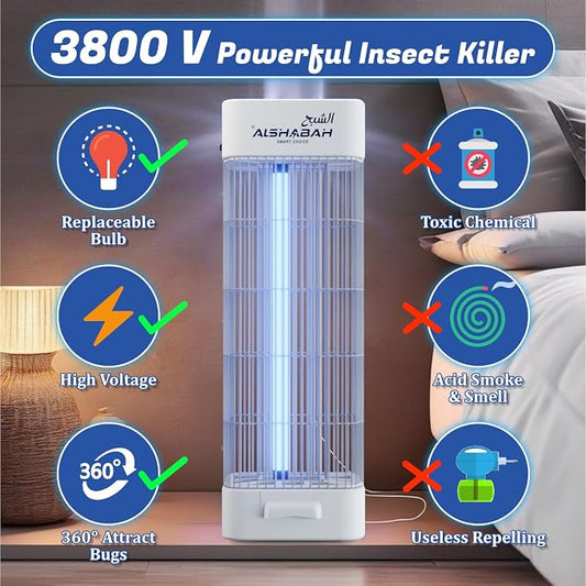 ALSHABAH Original Mosquito Killer – Powerful 3800V Smart UV Lamp